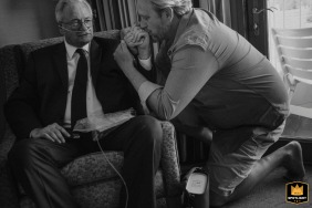 Groom in Idaho tenderly cares for his sick father on his wedding day.